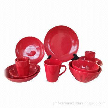 48-piece Ceramic Dinnerware Set with Color Glazed, FDA, 84/500/EEC, LFGB Marks